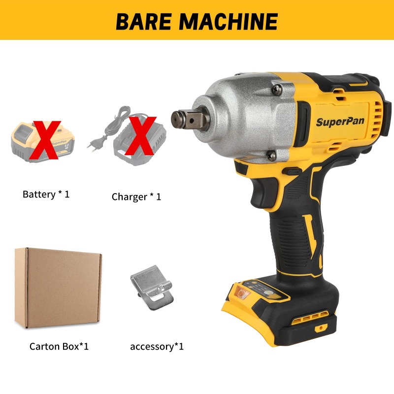 Power Tools In Construction - Bezszczotkowy, akumulatorowy klucz udarowy (tylko korpus),