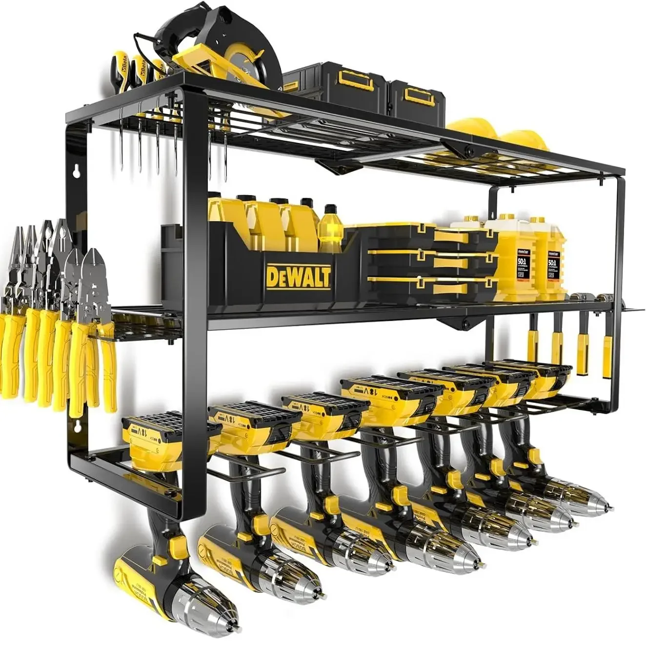 Power Tools In Construction - Wytrzymały metalowy organizer na elektronarzędzia, montowany