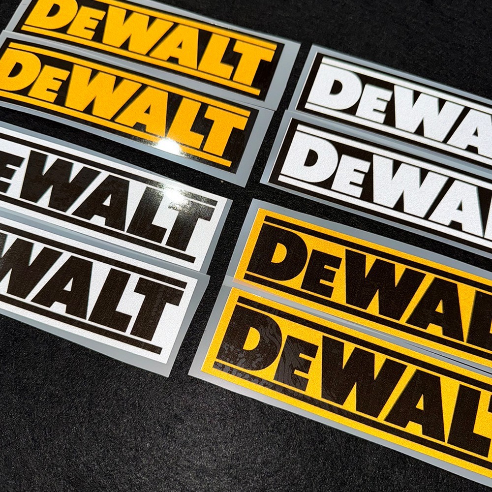 Odblaskowe naklejki z logo DEW – Power Tools Logo recenzja i cena